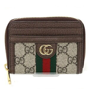 GUCCI GG Supreme Canvas Card Case Beige/Ebony Brown